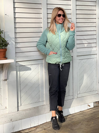 Nora - Patchwork strikket jakke til kvinder